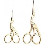 Acronde 2PCS Vintage Stork Shape Sewing Scissors Stainless Steel Tailor Scissors Sharp Sewing Shears for Embroidery, Sewing, Craft, Art Work & Everyday Use (Gold)