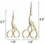 Acronde 2PCS Vintage Stork Shape Sewing Scissors Stainless Steel Tailor Scissors Sharp Sewing Shears for Embroidery, Sewing, Craft, Art Work & Everyday Use (Gold)