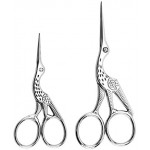 Acronde 2PCS Vintage Stork Shape Sewing Scissors Stainless Steel Tailor Scissors Sharp Sewing Shears for Embroidery, Sewing, Craft, Art Work & Everyday Use (Gold)