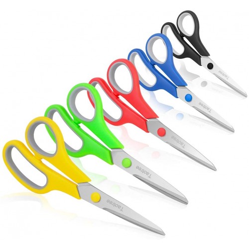 Scissors, Taotree 8" Multipurpose Scissor Bulk Pack of 5, Stainless Steel Sharp Scissors for Office Home General Use, High/Middle School Classroom Class Teacher Student Older Kids Scissors Supplies Scissors, Taotree 8" Multipurpose Scissor Bulk Pack of 5, Stainless Steel Sharp Scissors for Office Home General Use, High/Middle School Classroom Class Teacher Student Older Kids Scissors Supplies