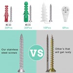 Drywall Anchor and Screw Kit,Cirlife Stainless Steel Screws,Picture Hooks for Drywall Door and Hollow-Wall, 126 Pieces Drywall Anchor and Screw Kit,Cirlife Stainless Steel Screws,Picture Hooks for Drywall Door and Hollow-Wall, 126 Pieces