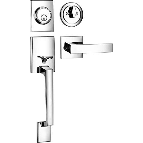 Berlin Modisch Single Cylinder HandleSet with Lever Door Handle (for Entrance and Front Door) Reversible for Right and Left Handed and a Single Cylinder deadbolt Handle Set Iron Black Finish Berlin Modisch Single Cylinder HandleSet with Lever Door Handle (for Entrance and Front Door) Reversible for Right and Left Handed and a Single Cylinder deadbolt Handle Set Iron Black Finish